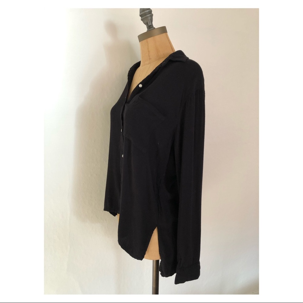 A&F Oversized Flowy Button Down Tunic Black Xs - image 2